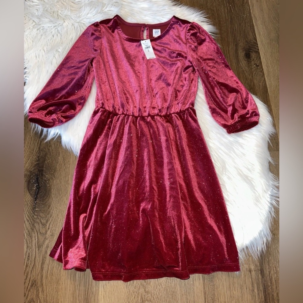 NWT Gap sparkly velour Red Holiday dress size 8